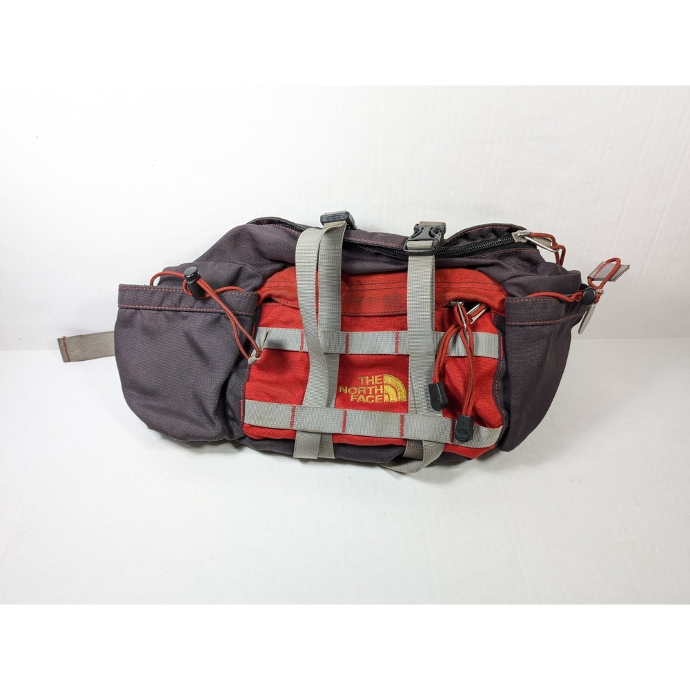 The North Face Vintage Fanny Pack Red Lumbar 17" Multi Pocket Adjustable